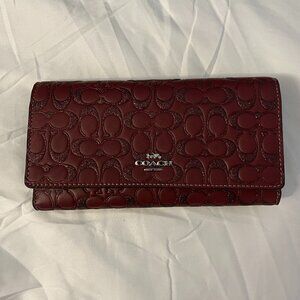 NWT Coach Trifold Wallet: Burgundy, Leather, Sparkle C's